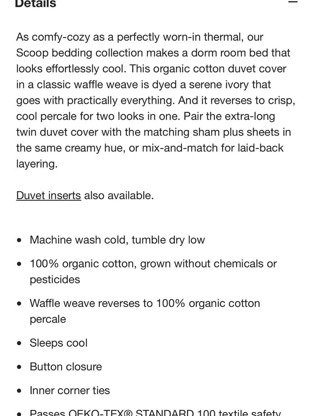 Crate&Barrel Cream Waffle-Weave Duvet Cover